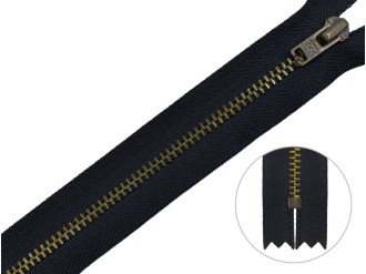 Джинсова блискавка YKK T3, 20 см, бронза, чорна основа, ціна за 1 шт (арт.9/20br-bl)