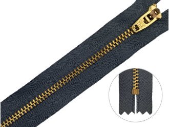 Джинсовая молния YKK T3, 18 см, золото, тёмно-серая основа, цена за 1 шт (арт.1/18g-182)