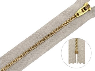 Джинсовая молния YKK T3, 18 см, золото, бежевая основа, цена за 1 шт (арт.1/18g-572)