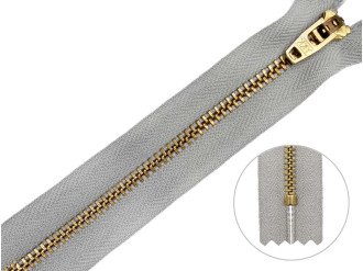 Джинсовая молния YKK T3, 12 см, золото, серая основа, цена за 1 шт (арт.5/12g-576)