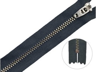 Джинсовая молния YKK T3, 18 см, никель, тёмно-серая основа, цена за 1 шт (арт.8/18n-182)