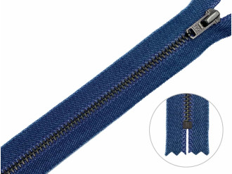 Джинсовая молния YKK T3, 20 см, тёмный никель, основа цвета индиго, цена за 1 шт (арт.10/20-bn)
