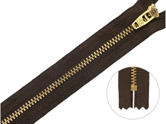 Джинсовая молния YKK T3, 18 см, золото, коричневая основа, цена за 1 шт (арт.1/18g-088)