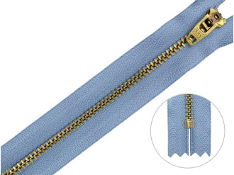 Джинсовая молния YKK T3, 18 см, золото, голубая основа, цена за 1 шт (арт.1/18g-232)