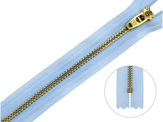 Джинсовая молния YKK T3, 18 см, золото, голубая основа, цена за 1 шт (арт.1/18g-542)