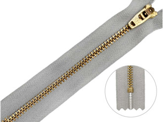 Джинсовая молния YKK T3, 12 см, золото, серая основа, цена за 1 шт (арт.5/12g-576)