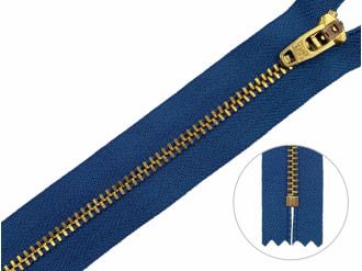Джинсовая молния YKK T3, 12 см, золото, основа цвета джинс, цена за 1 шт (арт.5/12g-839)