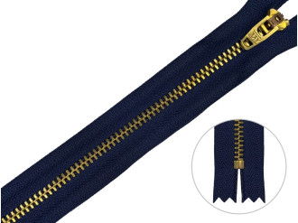 Джинсовая молния YKK T3, 16 см, золото, синяя основа, цена за 1 шт (арт.3/16g-blue)