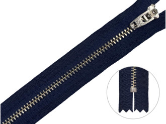 Джинсовая молния YKK T3, 12 см, никель, синяя основа, цена за 1 шт (арт.8/12n-blue)