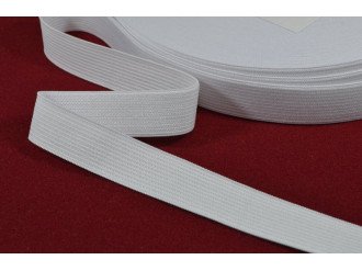 Гумка текстильна 20 мм, білий, ціна за 1 метр (арт.1320WH)