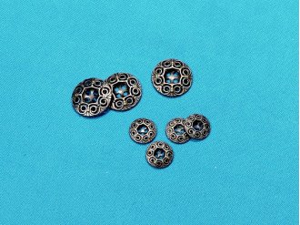 Ґудзик металевий прошивний, темний нікель, ціна за 1 штуку (арт.35042)