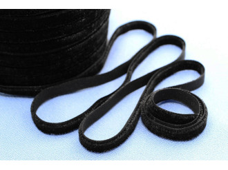 Лента бархатная односторонняя, чёрный, цена за 1 метр (арт.55/black)