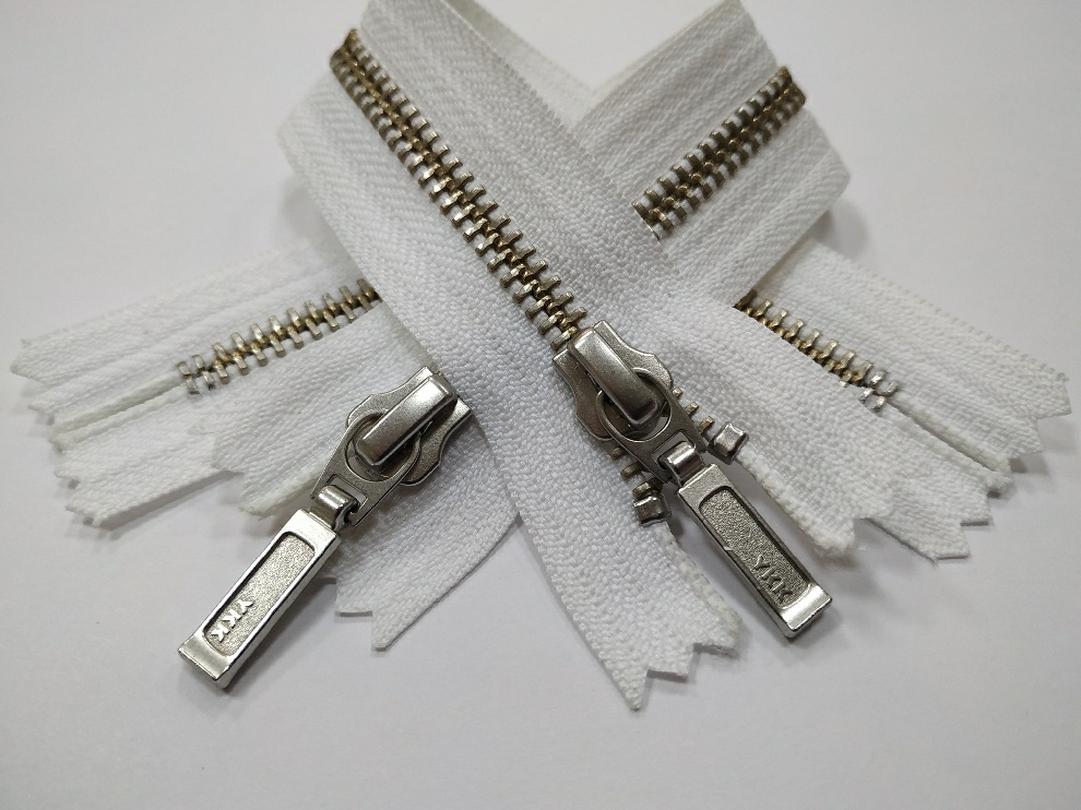 Металлическая молния никель YKK Т5, белый, цена за 1 шт (арт.14-501-n)