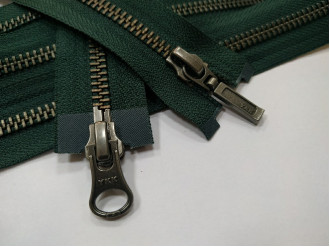 Металлическая молния тёмный никель YKK Т5, 2 бегунка, цвета бутылка, цена за 1 шт (арт.21-100-890-bn)
