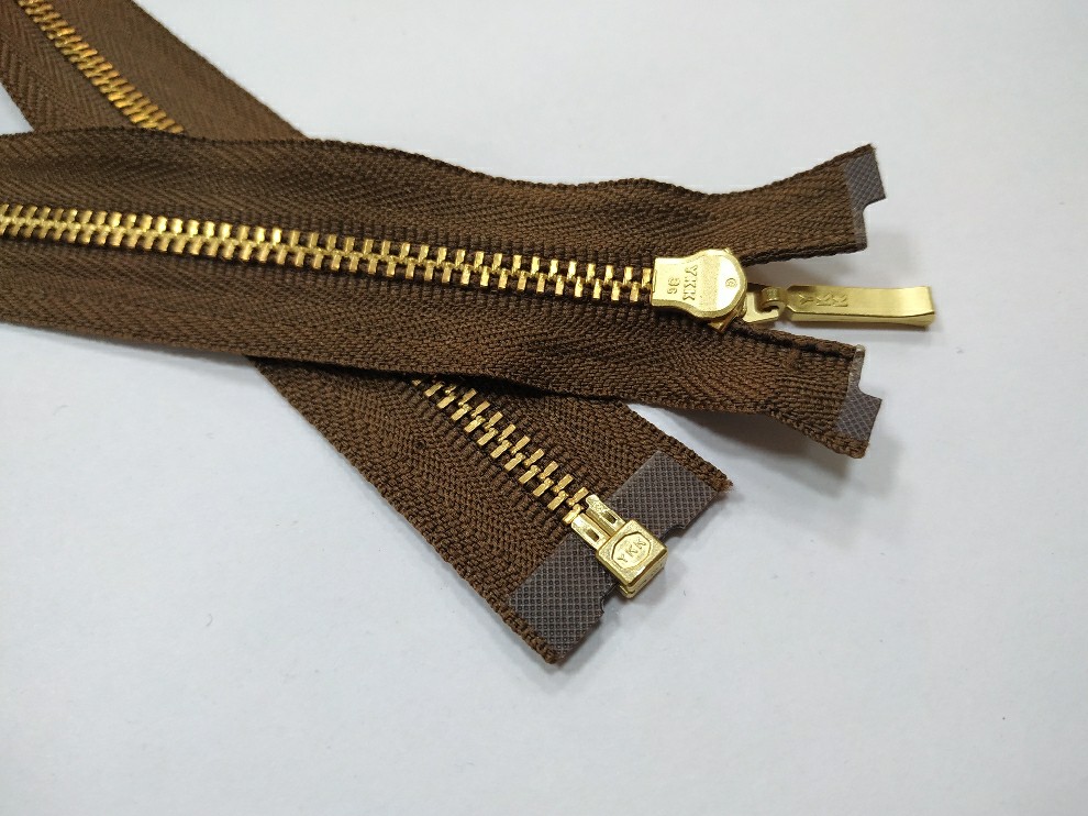 Металлическая молния золото YKK Т3, коричневый, цена за 1 шт (арт.22-900-g)