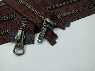 Металева блискавка темний нікель YKK Т5, 2 бігунки, вишневий, ціна за 1 шт (арт.21-100-864-bn)