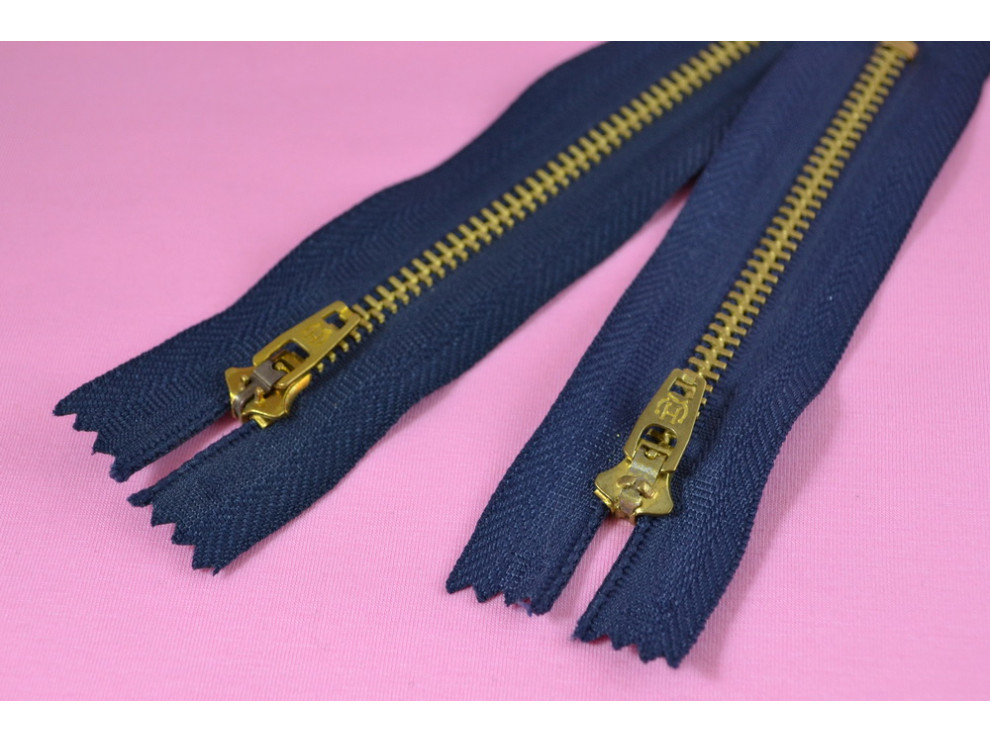 Джинсова блискавка T4, золото, синя основа, ціна за 1 шт (арт.1430-g-blue)