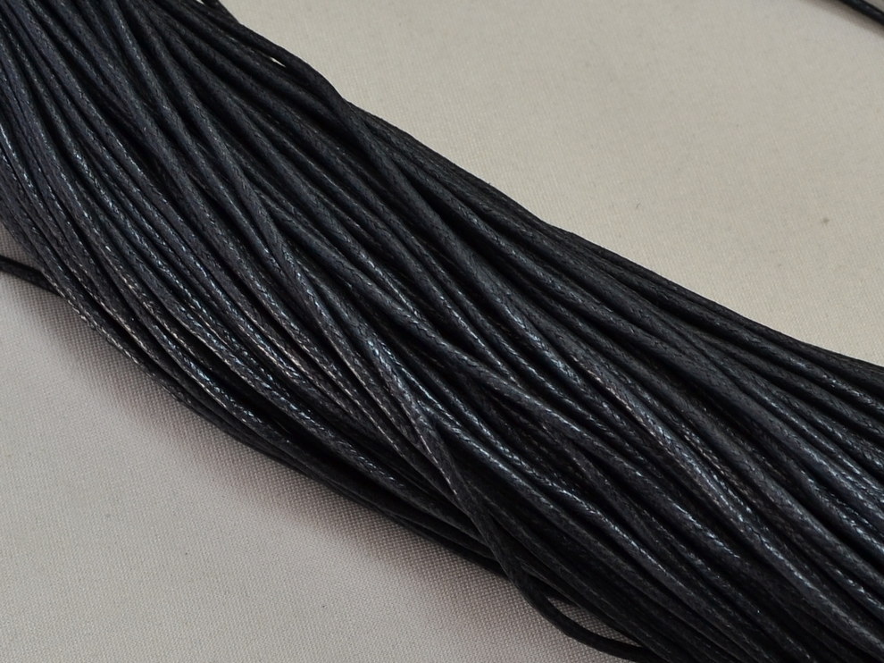 Шнур вощеный чёрного цвета арт.15062-black, цена за 1 метр