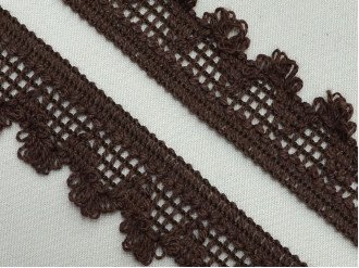 Тесьма декоративная льняная, цвет коричневый, цена за 1 метр (арт.5533 цв.570)
