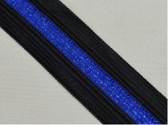 лампаси чорно-сині з люрексом арт.15181-blue, ціна за 1м