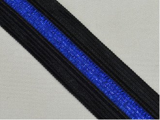 лампасы чёрно-синие с люрексом арт.15181-blue, цена за 1м