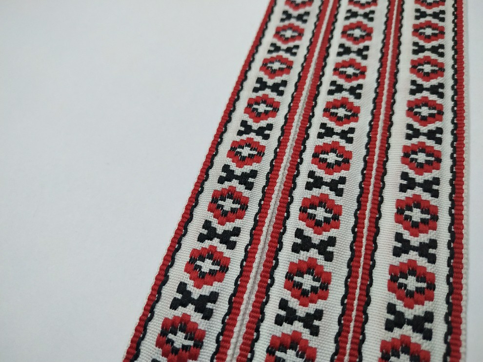 арт.10683-red украинский орнамент тесьма