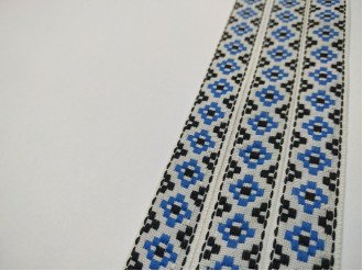 Тесьма с украинским орнаментом арт.10016-1-blue, цена за 1 метр.