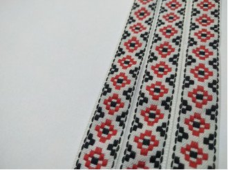 Тесьма с украинским орнаментом арт.10016-1-red, цена за 1 метр.