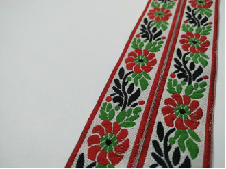 Турецкая тесьма с украинским орнаментом арт.162-wh, цена за 1 метр.