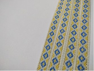 Тесьма с украинским орнаментом люрекс арт. 10014-2-blue, цена за 1 метр.