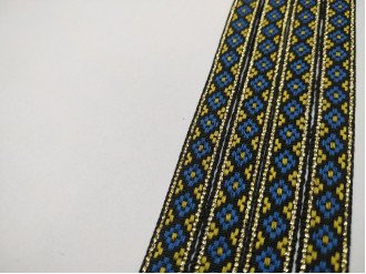 Тесьма с украинским орнаментом люрекс арт. 10014-3-blue, цена за 1 метр.
