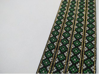 Тесьма с украинским орнаментом люрекс арт. 10014-4-green, цена за 1 метр.